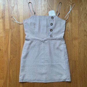 Altar'd State Striped Dress Womens Small Tan and White
